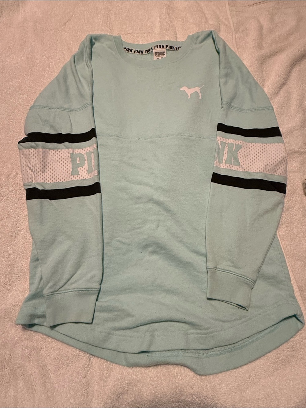 Victoria's Secret PINK Light Aqua Crewneck Top